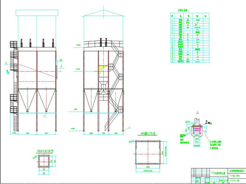 華康環保為山東75噸鍋爐設計的長袋脈沖除塵器圖紙